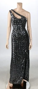 Mike Benet Vintage 70s 80s Black Sequin Cher Look Disco Party Dress sz 16 - Picture 1 of 3