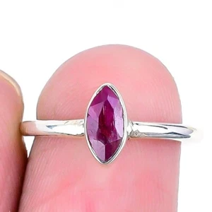 Kashmir Red Ruby Stone 925 Silver Engagement Cluster Wedding Ring Jewelry Size 6 - Picture 1 of 7