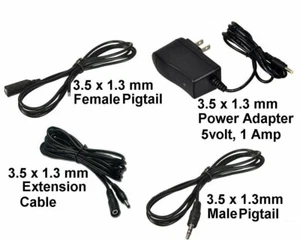 5 Volt 1A Power Supply Wall Plug Adapter Extension Cord 3.5 x 1.5mm Male Female - Picture 1 of 1