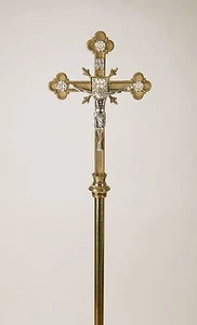 Traditional Ornate Brass Processional Cross with Pole (#317PC) Chalice Co. - Picture 1 of 24