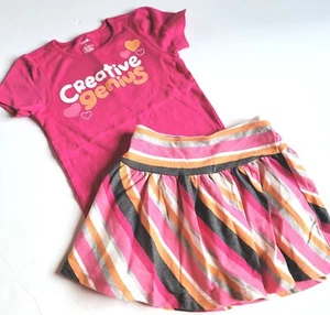 Gymboree sz 5 Panda Academy Pink Creative Genius Tee Striped Skirt Set NWT - Picture 1 of 2