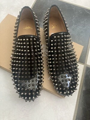 NIB 100% AUTH Christian Louboutin Men's Black Rollerboy Spikes Shoes Sz 42.5 - Image 1 of 4