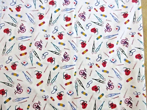 HTF Springs Industries Nurses & Doctors Medical Themed Fabric 2 Yd X 60 - Picture 1 of 3