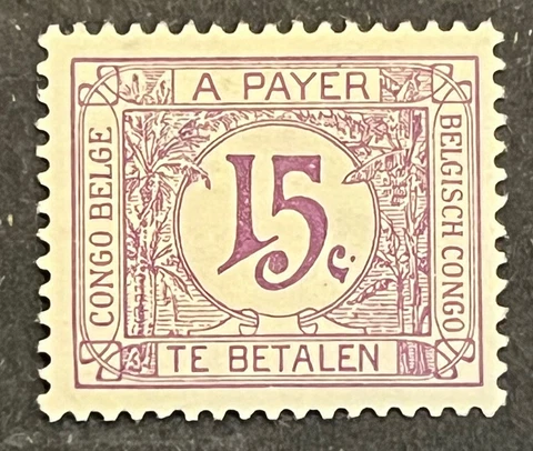 Travelstamps: Belgian Congo Stamp #J3 1923 Postage Due 15¢ Mint MOGH Cover