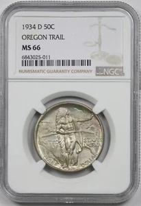 1934-D Oregon 50C NGC MS 66 Silver Commemorative Half Dollar - Picture 1 of 4