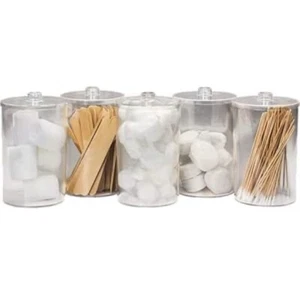 BV Medical Clear Sundry Jars Unlabeled Set of 5 Storage Bathroom Kitchen Cute - Picture 1 of 3