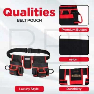 Heavy Duty Tool Belt 2 Extra Large Pouch 20 Pocket Hammer loop Nail Back Support - Picture 1 of 7