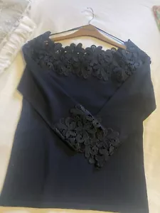 Next Navy Top With Guipure Lace Size 10 - Picture 1 of 5