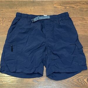 Columbia Men's Belted 9" Inseam 100% Nylon Navy Blue Outdoor Cargo Shorts XL