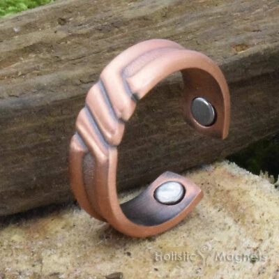 HOLISTIC MAGNETS Mens Copper Magnetic Rings SET OF 2 Arthritis Joint Pain Healing One Size -SIG-M