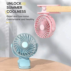 Ventilador Clip Giratorio Recargable 720° con Luz Nocturna Portátil para Oficina en Casa - Imagen 1 de 11