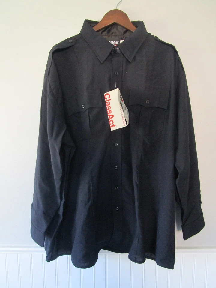 NEW BLAUER MENS 19.5 (33-33 Shirt Wool Blend Cop Security Long Sleeve Dark Navy - Image 1 of 4