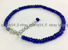 Faceted 2X4mm Blue Jade Rondelle Gemstone Beads Bracelet 7.5''