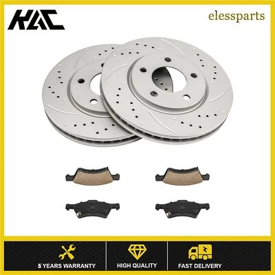 Rotores de freno delanteros perforados pastillas de cerámica para Chrysler Town & Country 2001 2002-07 Foto 1 de 4