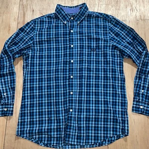 Chaps Shirt Mens Large Blue easy Care Plaid Button Up Long Sleeve Preppy - Picture 1 of 6