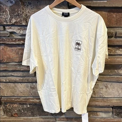 Camiseta Boohoo Hombre Crema Gran Tamaño Manga Corta con Palmera Bordada Foto 1 de 4