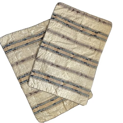 Juego de 2 almohadas falsas Croscill dorado borgoña azul beige jacquard a rayas king Foto 1 de 4