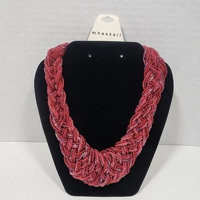 Collar Miriam Haskell Multi Hilo Panizado Semilla Cuentas Rojo Rosa Nuevo con Etiquetas  Foto 1 de 4