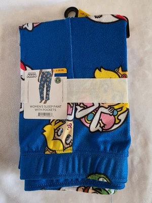 SOFT Super Mario Brothers Women’s Sleep Pants Pockets Pajamas L 12-14 NEW - Image 1 of 2