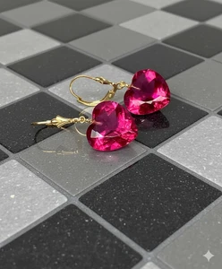 Turmalin Herz Ohrringe 925 Feinsilber Oktober Geburtsstein kleine Ohrringe Geschenk - Bild 1 von 2