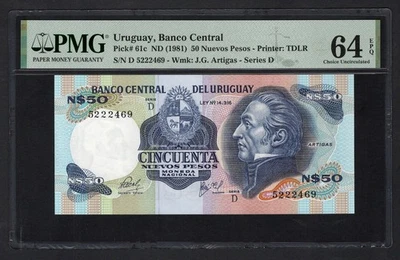 Uruguay 50 Nuevos Pesos ND(1981) P61c Uncirculated Grade 64 - Image 1 of 2