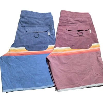 Rip Curl Mirage Surf Revival Boardshorts Lot Of 2  Sz 34 Mens Striped Multicolor - Image 1 of 4