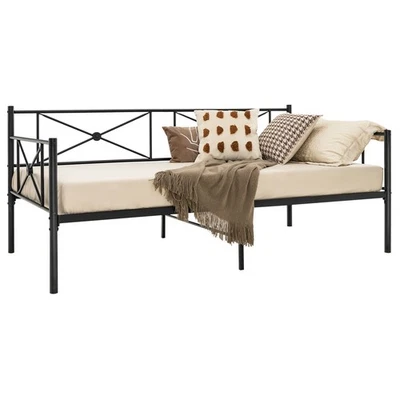 Twin Metal Daybed Frame Modern Sofa Bed Heavy-duty Steel Slats Support Black - Image 1 of 4