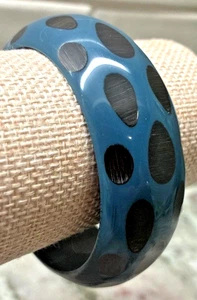 Antika Collection Kobaltblau & Schwarz Armreif 9" Armband Acryl Indien Neu mit Etikett - Bild 1 von 5