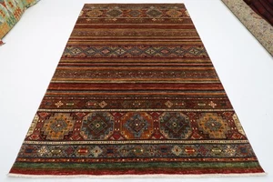 7x10 ft Oriental Tribal Area Rug Afghan Hand Knotted Veg dye Wool Living RoomRug - Picture 1 of 10
