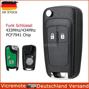433MHz Funk Fernbedienung Schlüssel 2 Tasten Für Opel Adam Astra J Mokka Zafira - Bild 1 von 8
