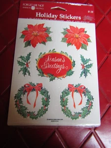 CORONE DI POINSETTIA natalizie nuove con scatola vintage quattro fogli di ADESIVI - anni '80 - Foto 1 di 2