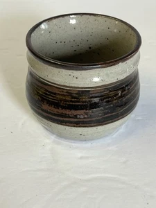 Vintage Stoneware Pottery Tea Cup Gray & Brown - Picture 1 of 3