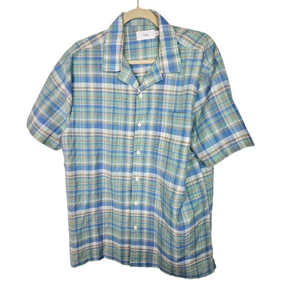 Camisa Onia Camisa Onia Para Hombres Camisa Manga Corta Abotonada Camisa A Cuadros Hombres L Azul Verde Foto 1 de 4