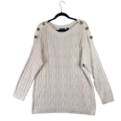 Бабушка рыбаки пуловер лодка шеи опрятный кнопка свитер коренастый кабель трикотажа 1 X - Изображение 1 из 4