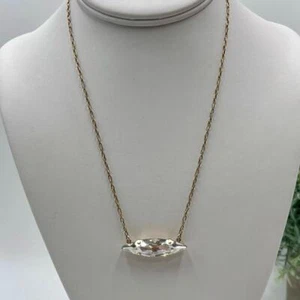 Catherine Popesco France Sparkling Marquise Prong Crystal Gold Tone Necklace - Picture 1 of 16
