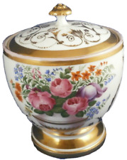 Antique 19thC Schlaggenwald Porcelain Floral Sugar Dish Porzellan Zuckerdose