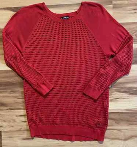 Express Damen Langarm Fischernetz Top rot durchsichtig Netz Small Petite - Bild 1 von 5
