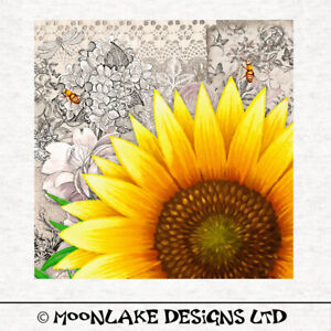 Floral-Sunflowers on chabi chic- Fabric Craft Panels in 100% Cotton or Polyester