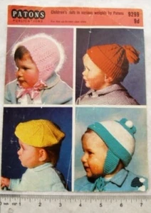 Vintage: Patons 9229 children's hats up to 2 years - Picture 1 of 1