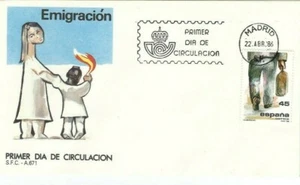 FDC Primer día España 1986 Emigración - Imagen 1 de 1