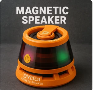 MAGNETIC SPEAKER COLOURFUL LED MINI BLUETOOTH ORANGE - Picture 1 of 6