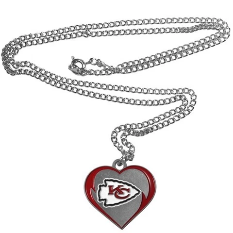 Kansas City Chiefs NFL Silver Heart Team Pendant Necklace Cover