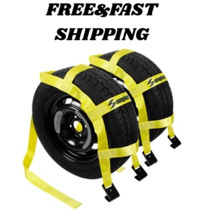  Tow Dolly Basket Straps For Car With Flat Hooks, Heavy Duty Car Wheel S - Picture 1 of 6