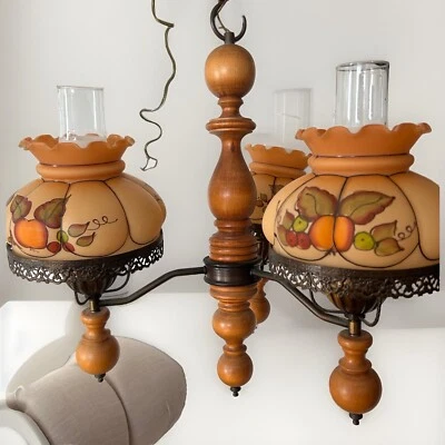 Araña Francesa Canadiense de Madera con 3 Brazos Forma de Melón Hecho a Mano Diseño de Frutas Foto 1 de 4