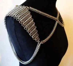 Chainmail shoulder collar jewelry with small chain layers aluminum jump rings - Picture 1 of 3
