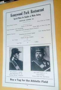 1915 Kennywood Vergnügungspark Restaurant Menü 50c Ritter von Malta Pittsburgh PA - Bild 1 von 2
