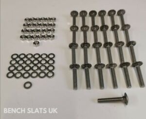 Hardwood Bench Slat Fixings Fixing Kit: 25 Stainless Steel Bolts Nuts 35mm X M6