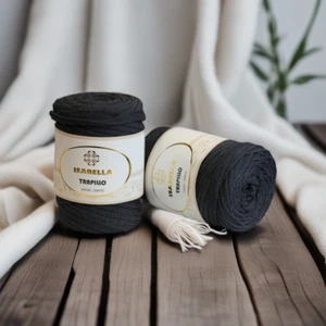 1 Gomitolo Fettuccia ISABELLA CI. 350gr-55mt Color denim nero blu elasticizzato - Picture 1 of 1