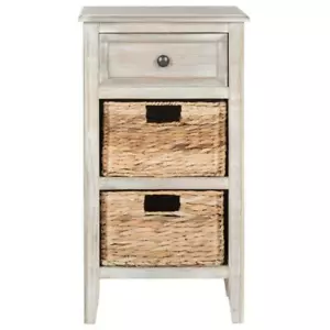 Safavieh End/SideTable Storage 26"Hx15"Wx11.8"D 3Drawer Rectangle SolidwoodWhite - Picture 1 of 3