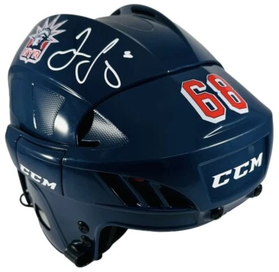 Casco de tamaño completo firmado por Jaromir Jagr New York Rangers autógrafo FS + certificado de autenticidad Beckett Foto 1 de 4